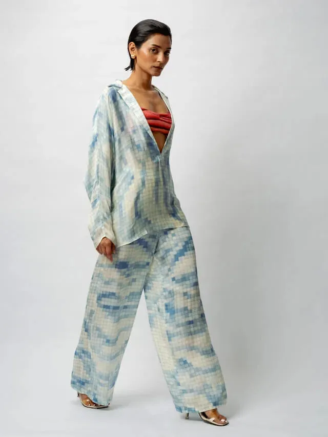 Multi-colored Satin Digital Printed Co-ord Set