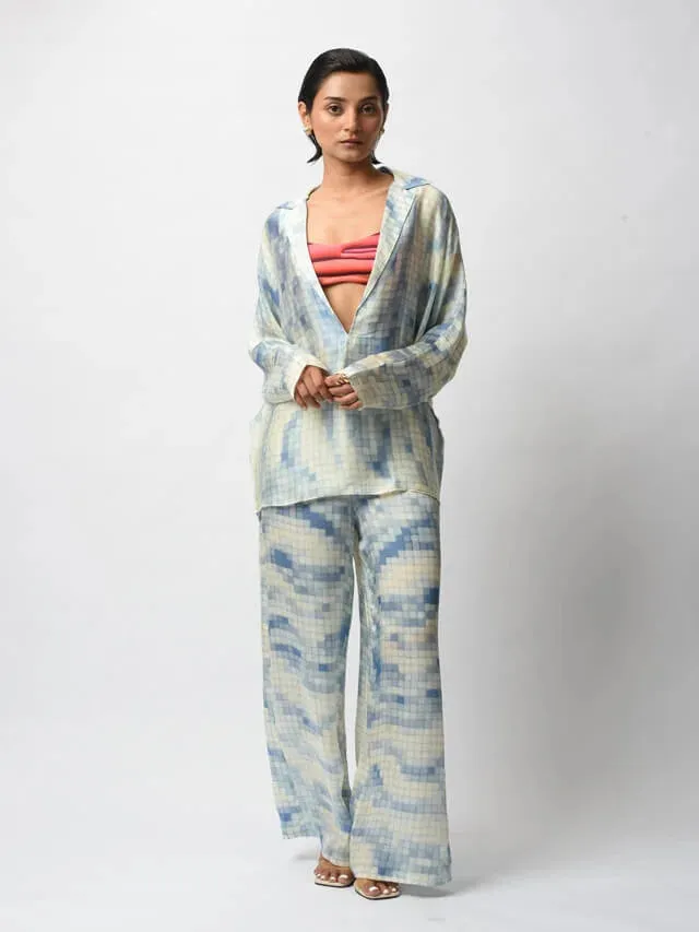 Multi-colored Satin Digital Printed Co-ord Set