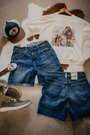 'Mya' Ariat Dark Blue Ultra High Shorts with 5" Inseam (25 only)