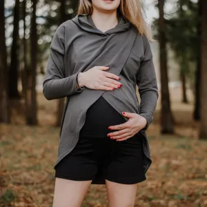 Nadia Maternity Jogger Shorts- Black