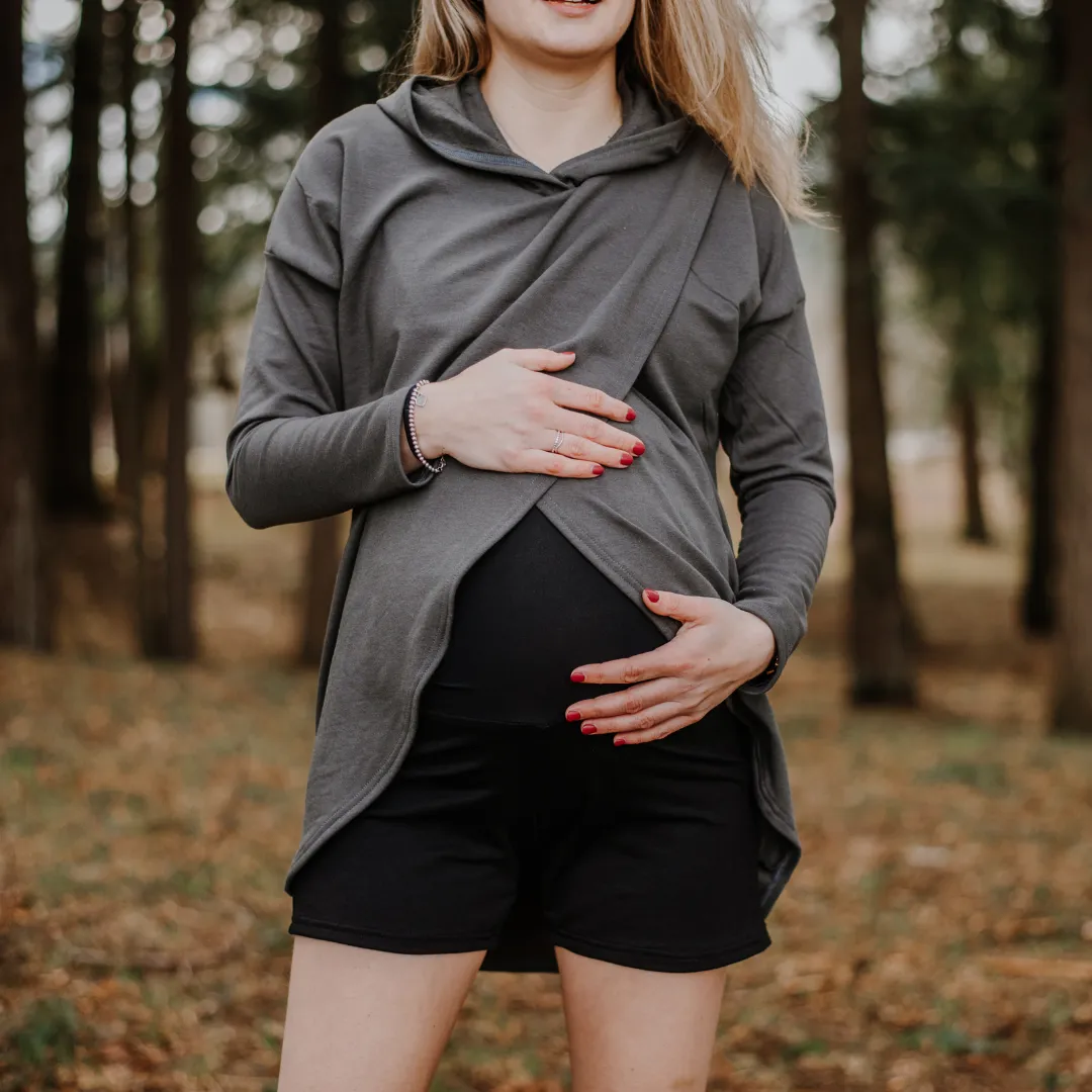 Nadia Maternity Jogger Shorts- Black
