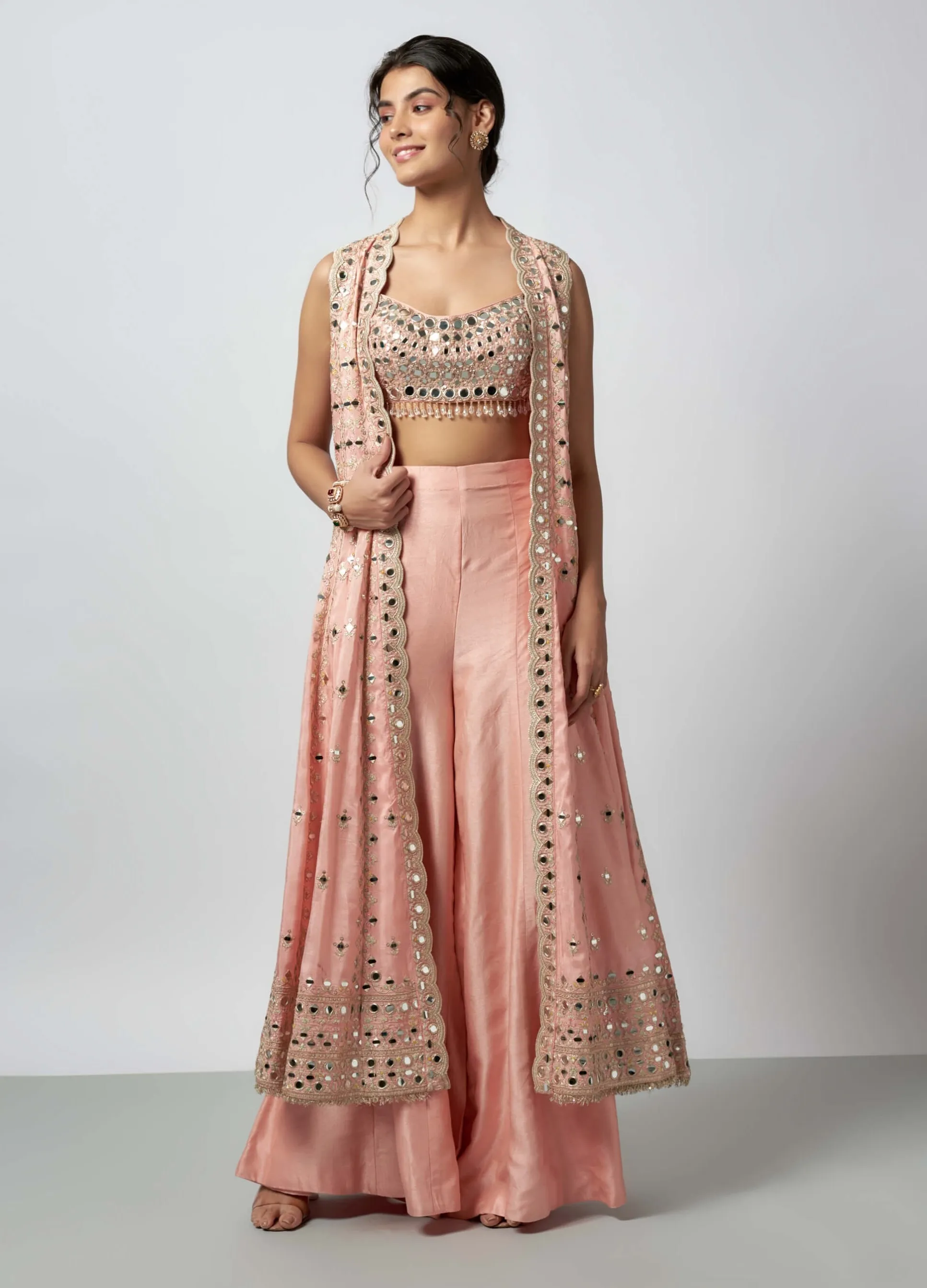 Nadira pink cape and palazzo set
