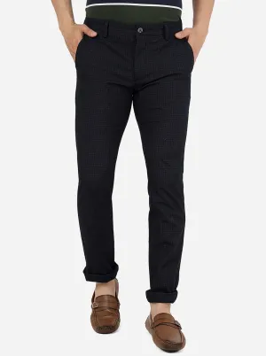 Navy Blue Solid Super Slim Fit Casual Trouser | Greenfibre