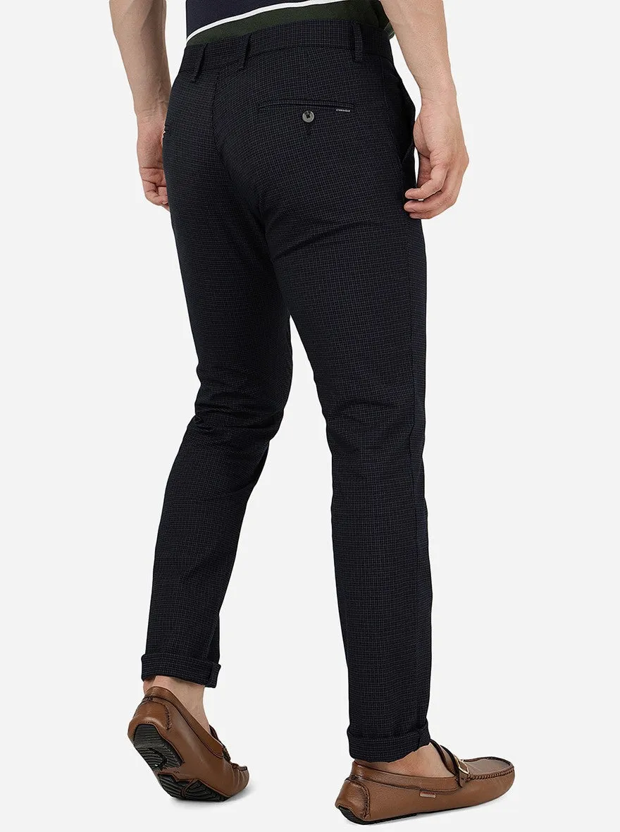 Navy Blue Solid Super Slim Fit Casual Trouser | Greenfibre