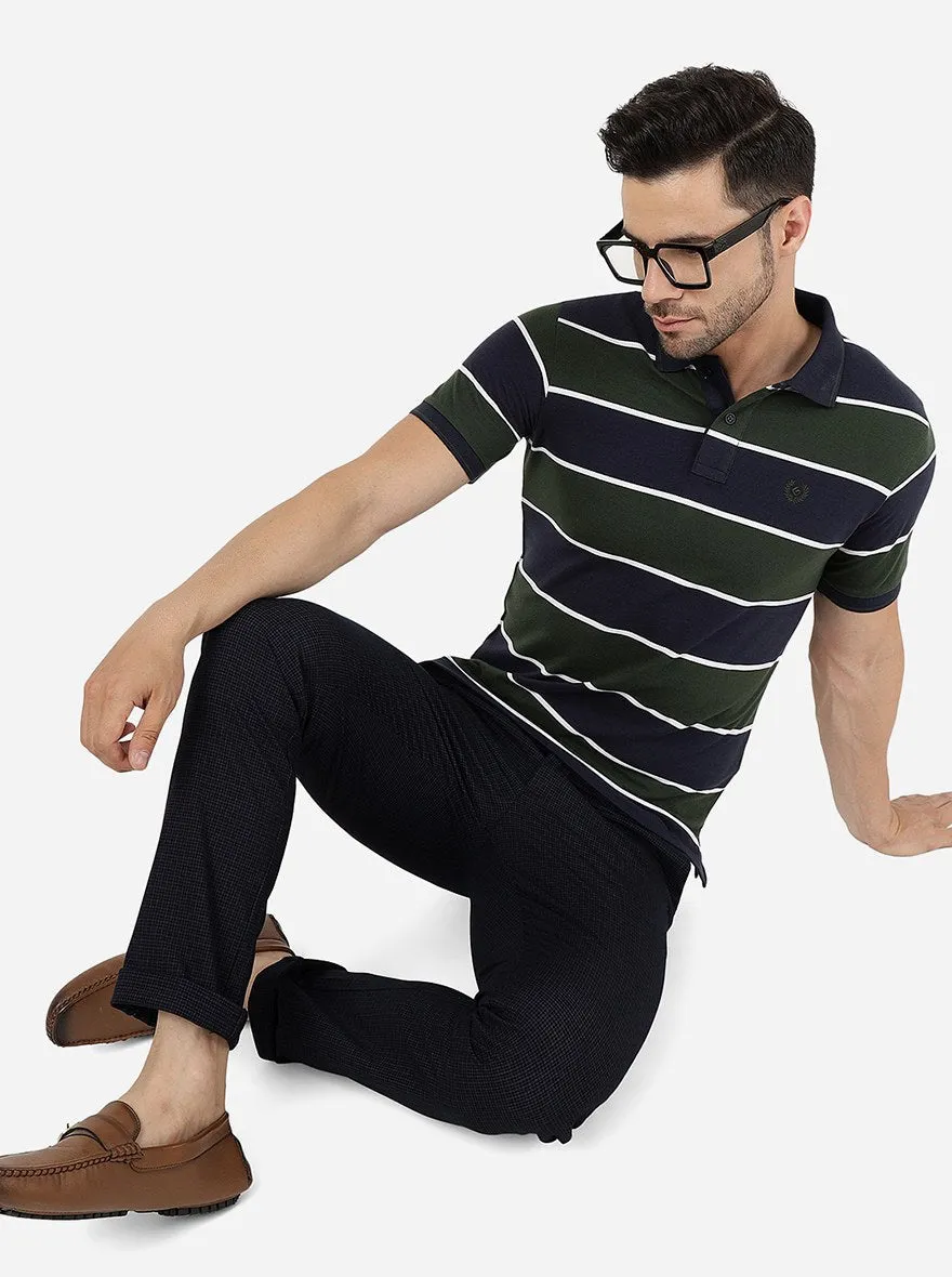 Navy Blue Solid Super Slim Fit Casual Trouser | Greenfibre