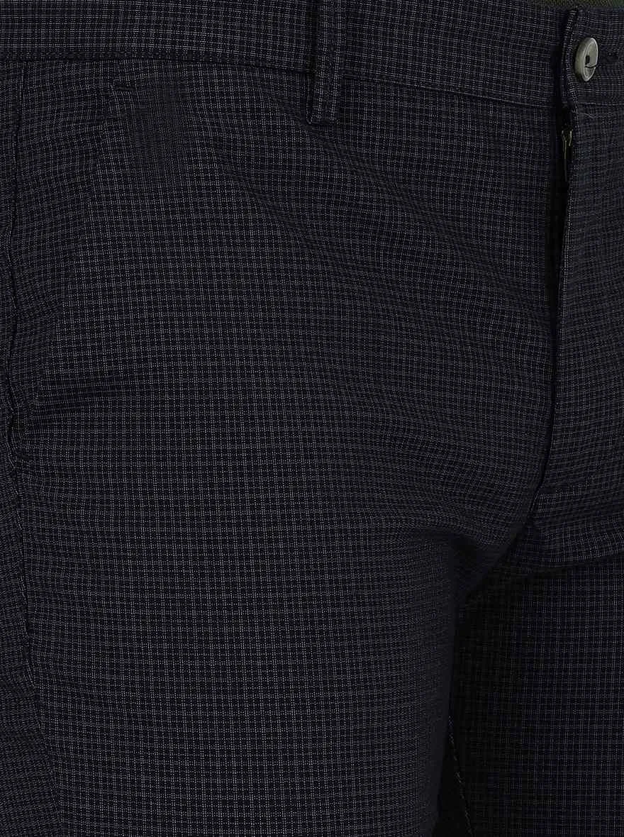 Navy Blue Solid Super Slim Fit Casual Trouser | Greenfibre
