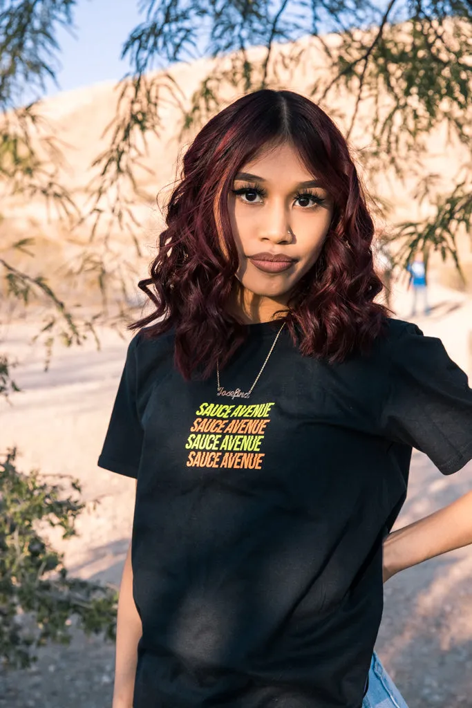 Neon Yellow/Neon Orange SA Stacked (Quadruple) | Black Tee