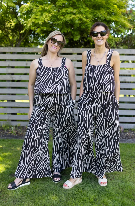 Nina Tank Pant Set - Zebra Print