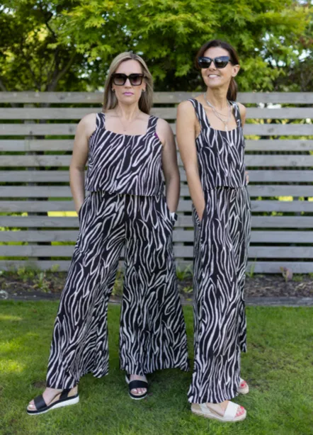 Nina Tank Pant Set - Zebra Print