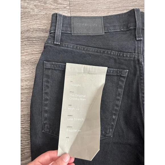 NWT Everlane The Original Curvy Cheeky Jean Organic Cotton Black Size 27