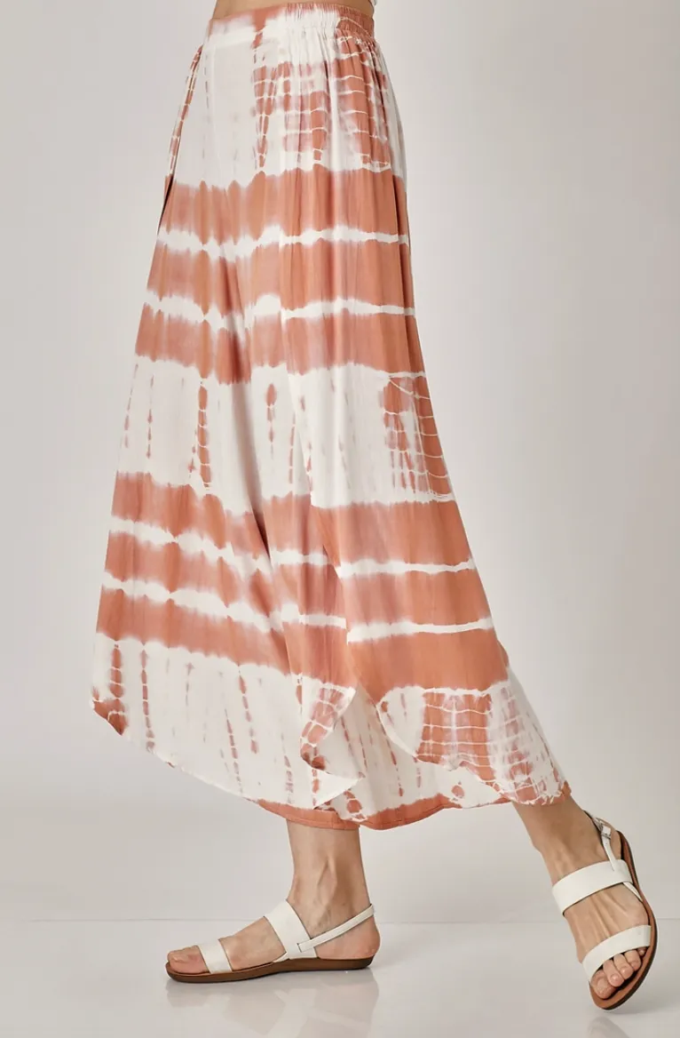 Overlap Front Slit Tie Dye Pants