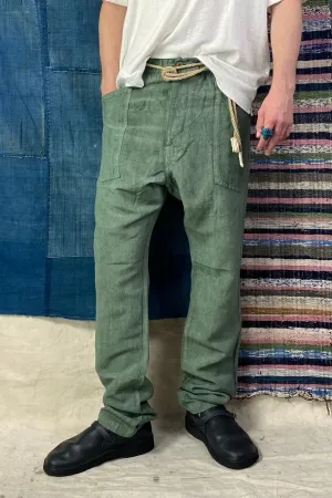 P38 Wild Silk & Hemp Uneven Dye Military Green