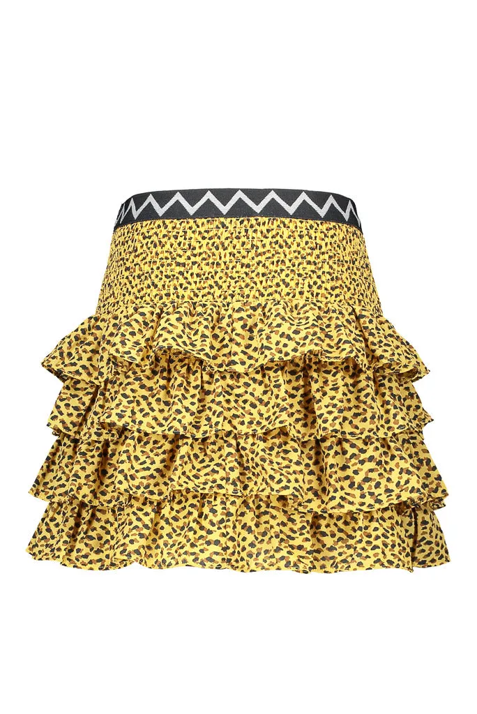 Panther Print Ruffle Skirt