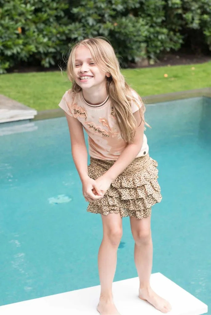 Panther Print Ruffle Skirt