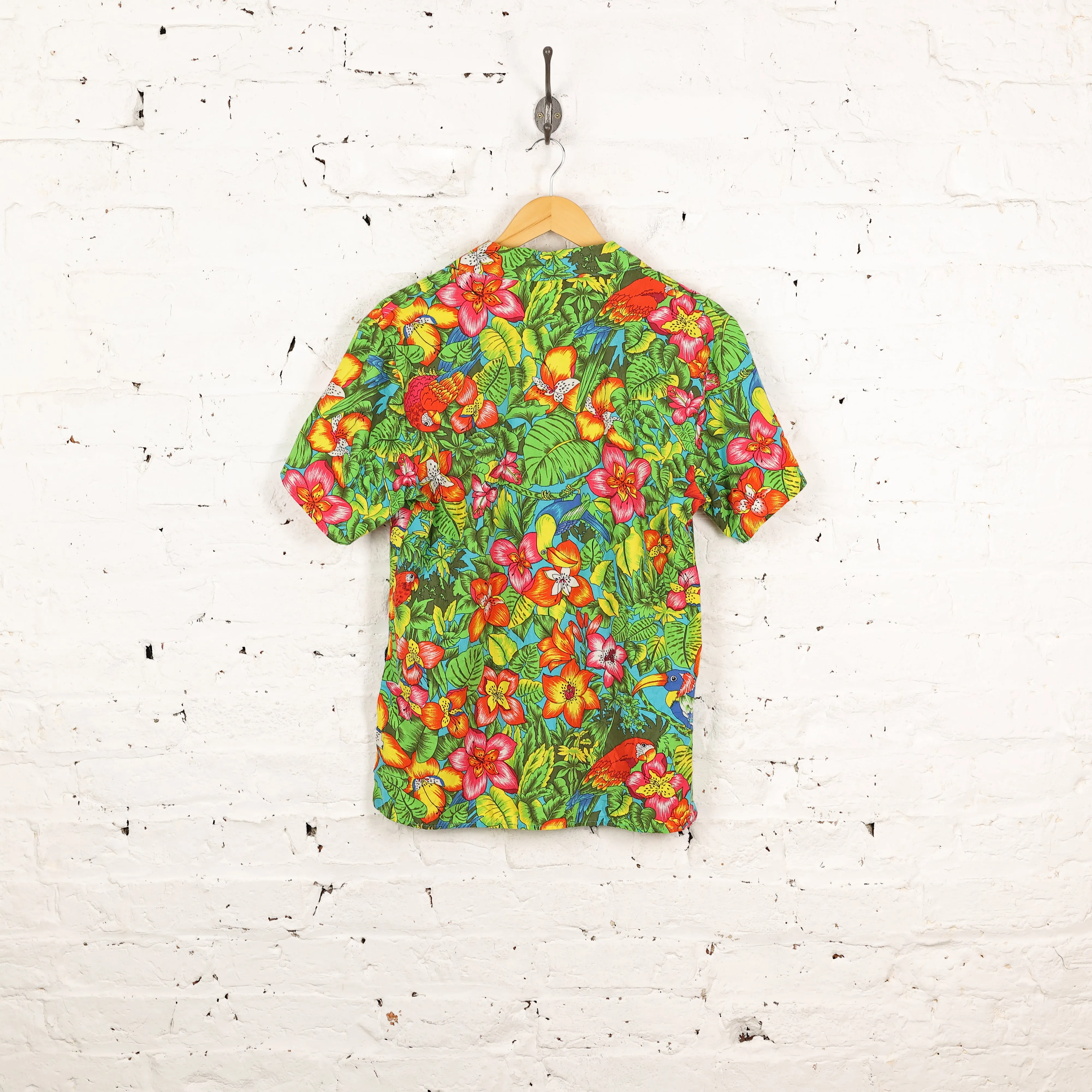 Parrots Floral Hawaiian Shirt - Green - S