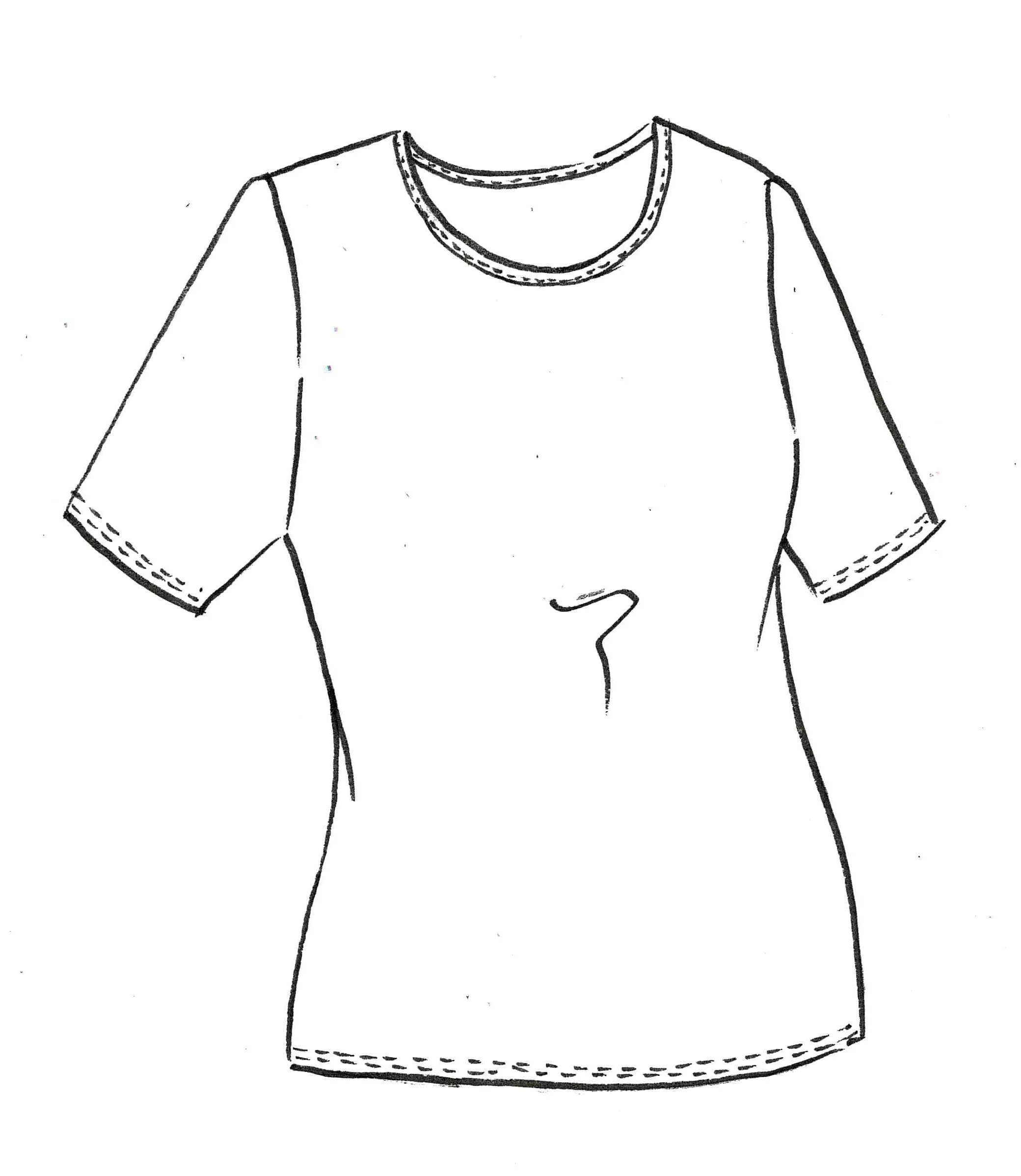 PAULA RYAN Scoop Neck Body Tee - Black Microjersey