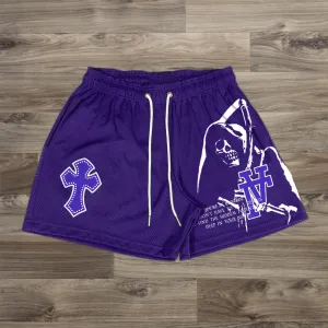 Personalized street style skull sports stretch shorts