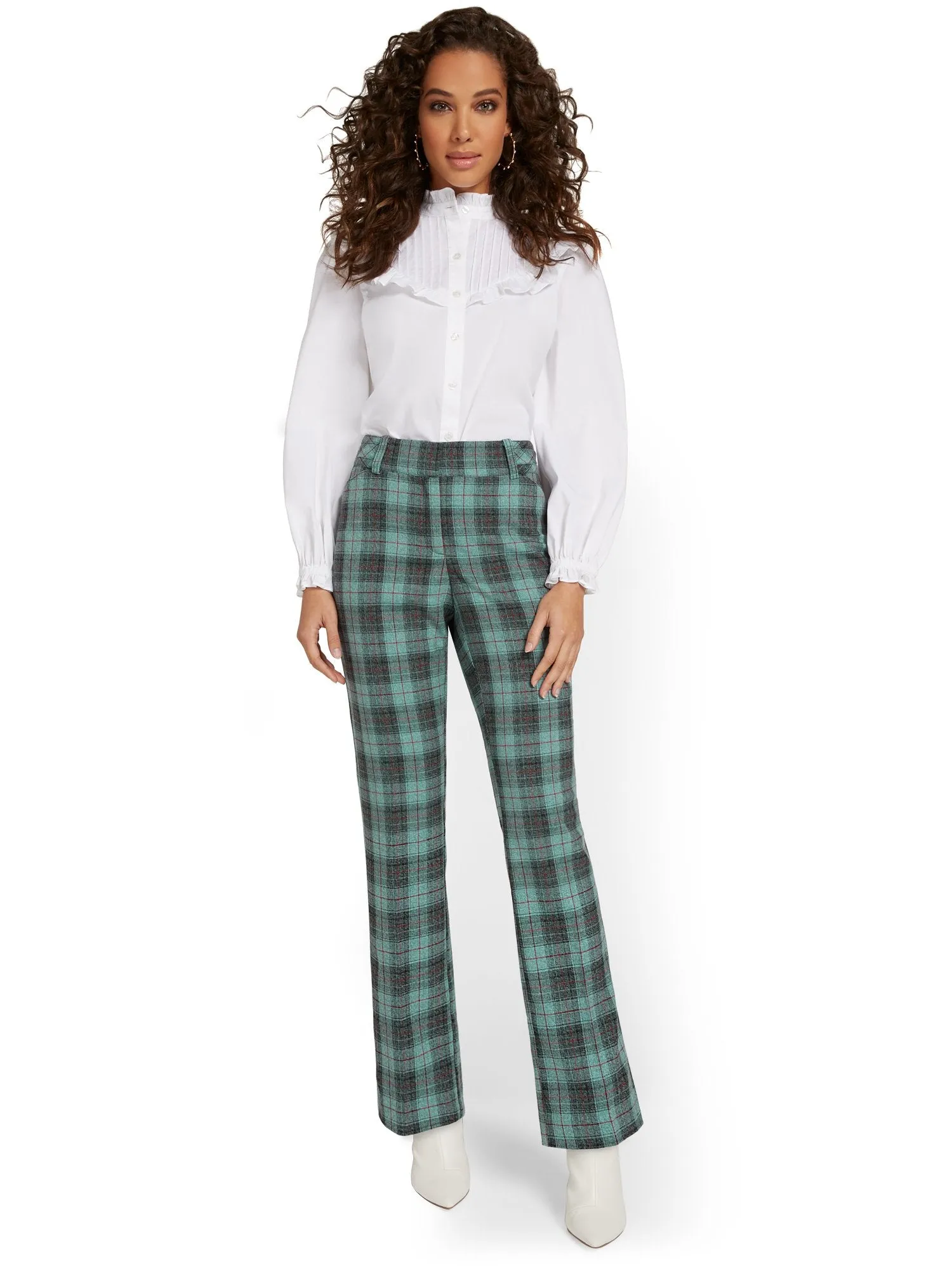 Petite Plaid Signature Fit Straight-Leg Pant