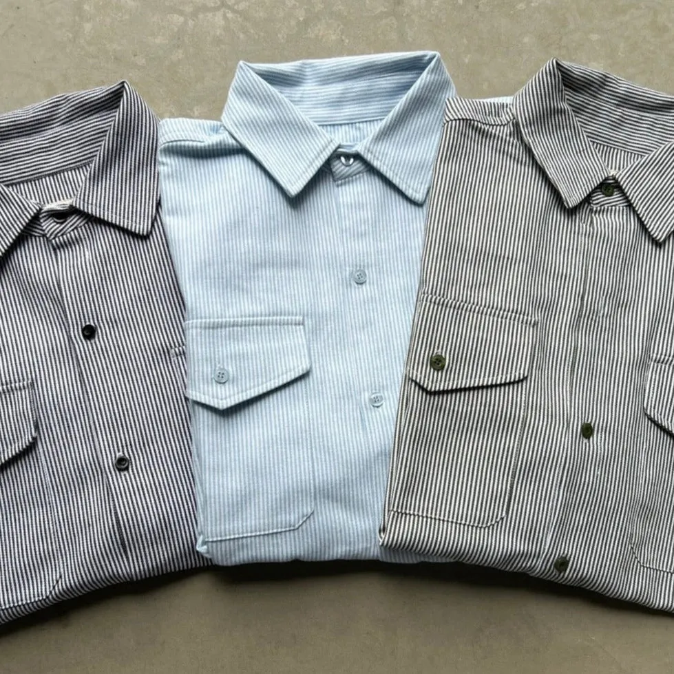 Pinstripe Loose Spring Military Shirts