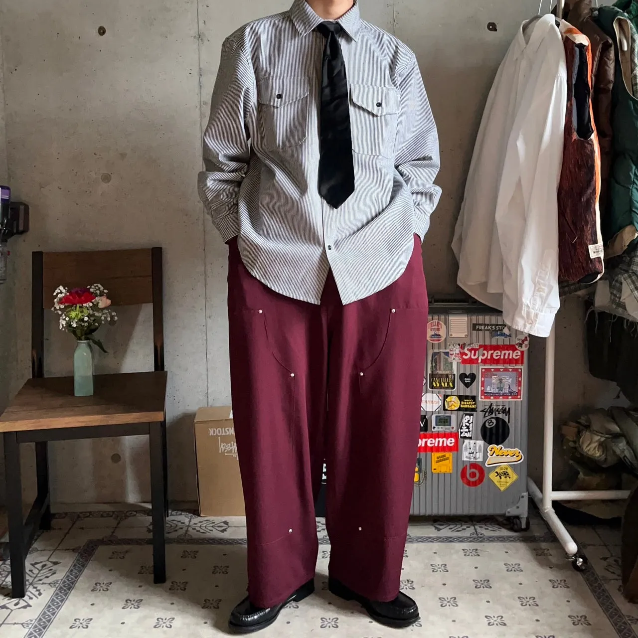 Pinstripe Loose Spring Military Shirts