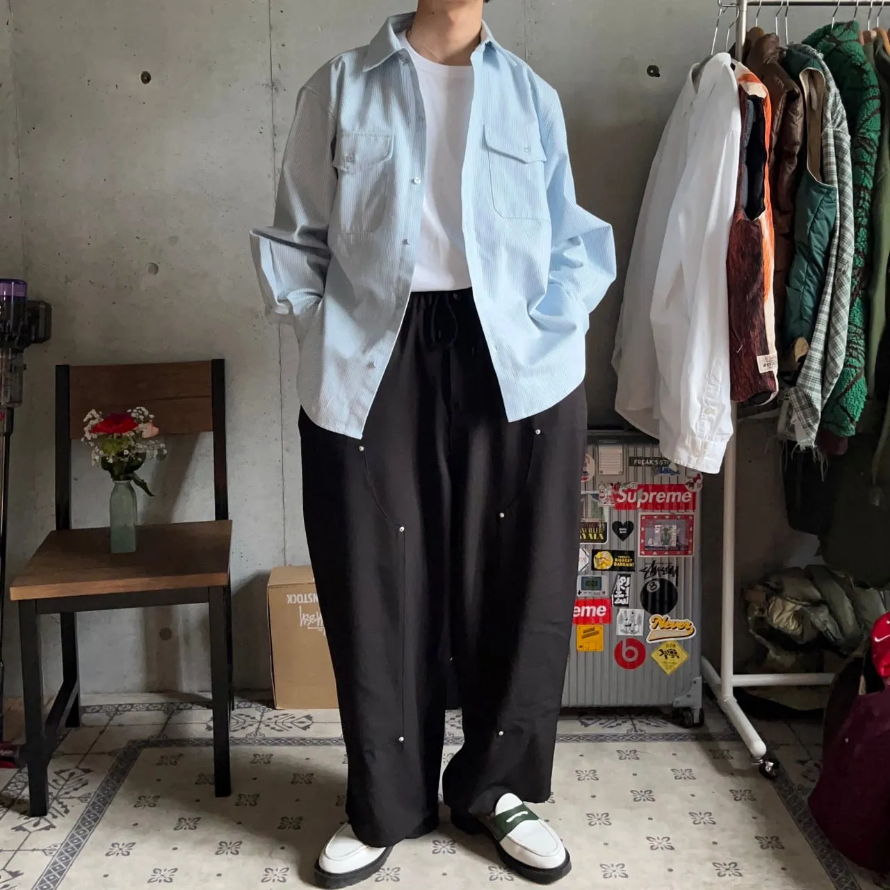 Pinstripe Loose Spring Military Shirts