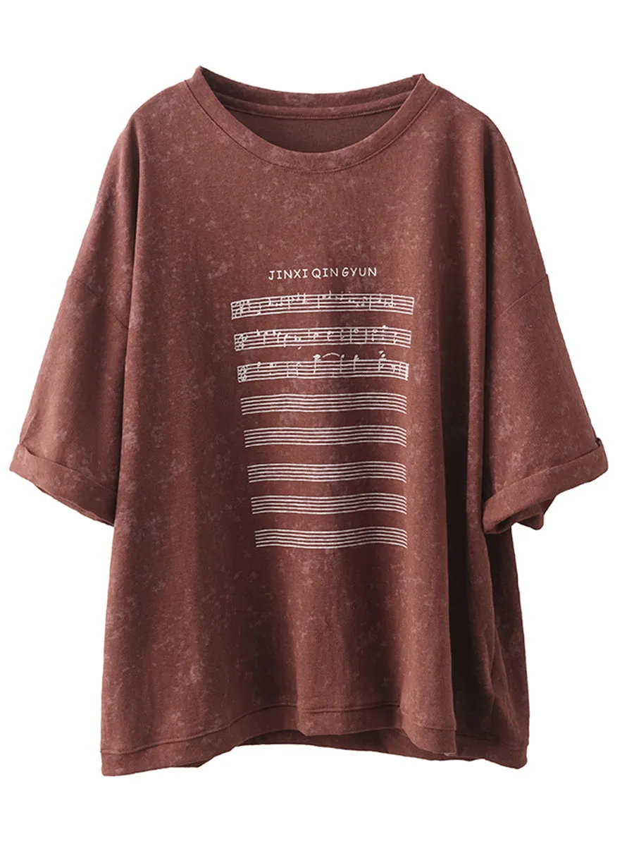 Plus Size Women Summer Casual Stave Cotton Loose Shirt
