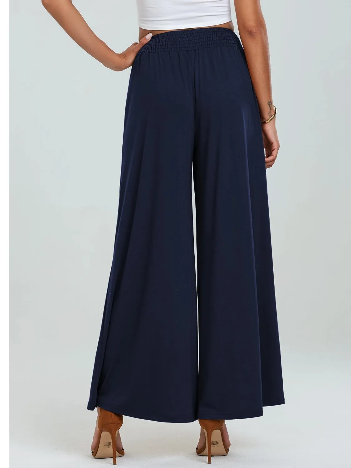 Pocketed Elastic Waist Wide Leg Pants (6 Colors)