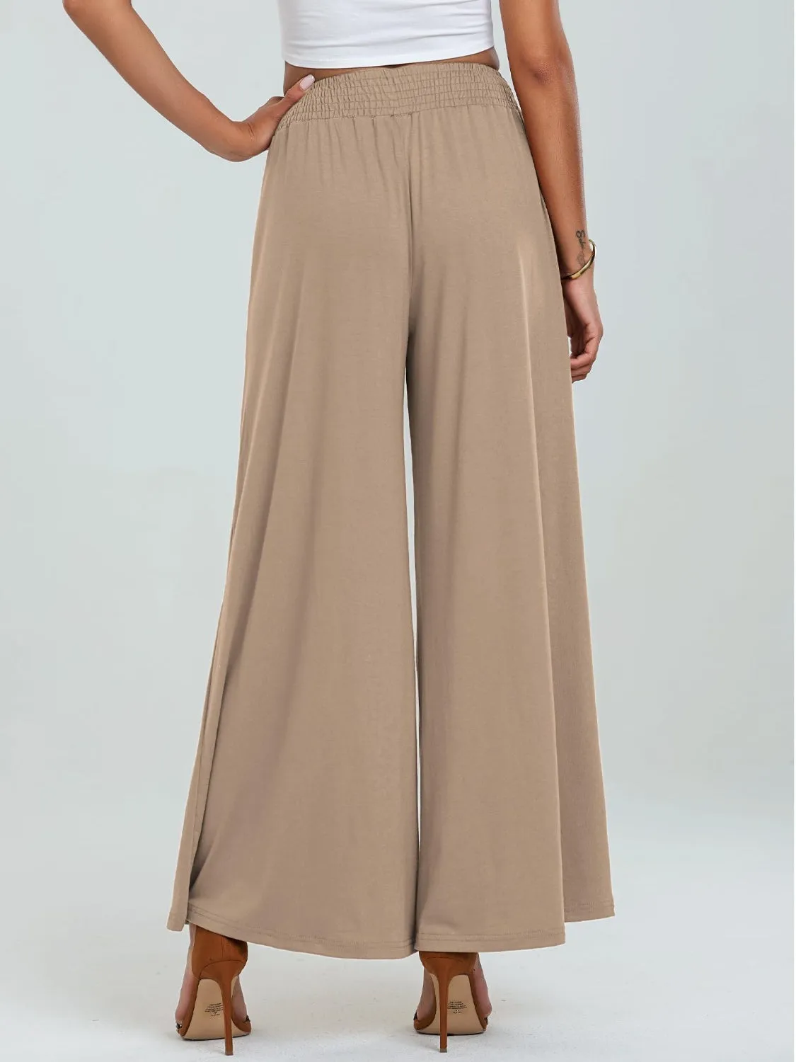 Pocketed Elastic Waist Wide Leg Pants (6 Colors)