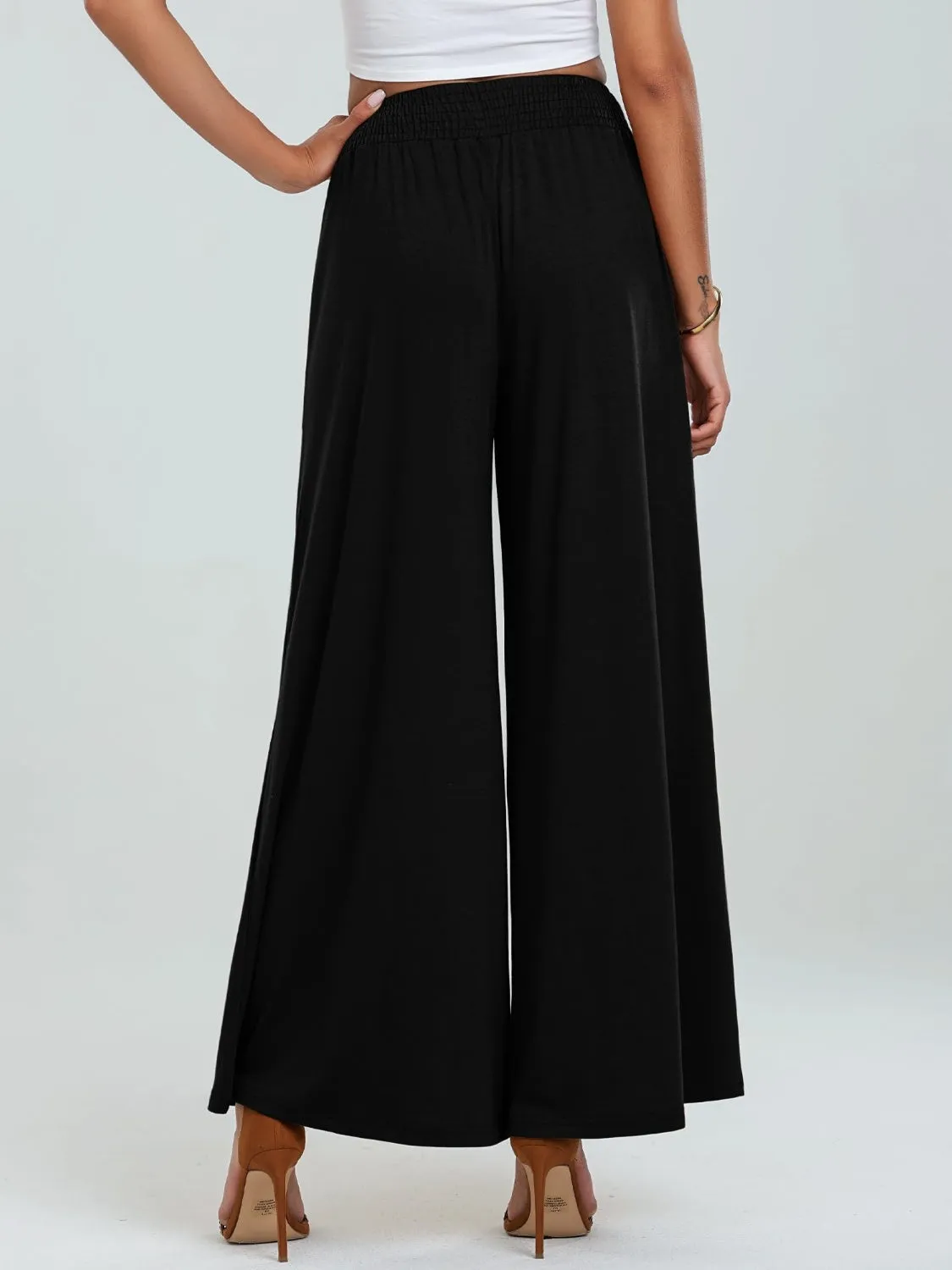Pocketed Elastic Waist Wide Leg Pants (6 Colors)