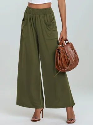 Pocketed Elastic Waist Wide Leg Pants (6 Colors)