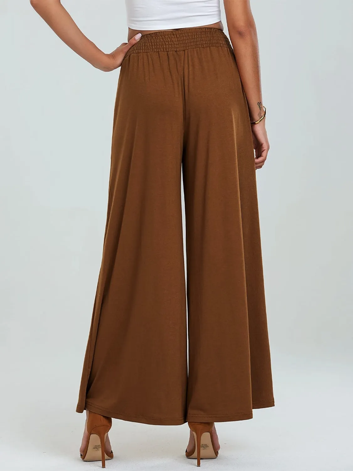 Pocketed Elastic Waist Wide Leg Pants (6 Colors)