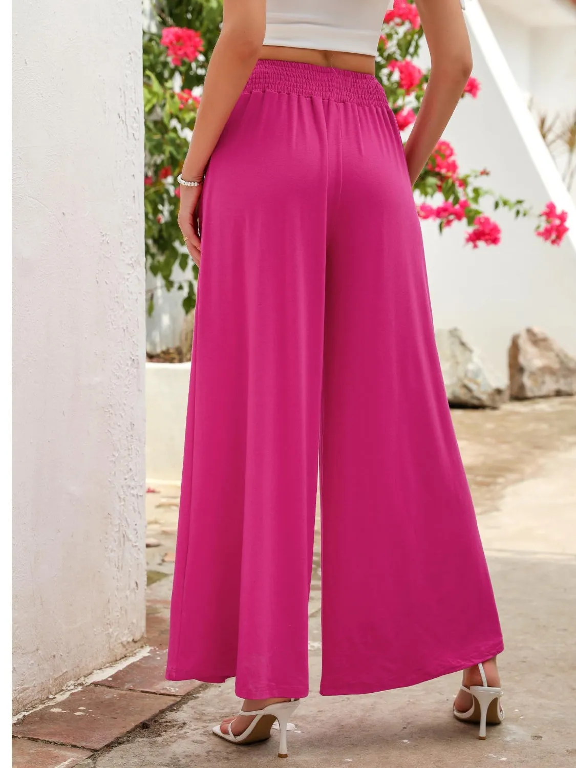 Pocketed Elastic Waist Wide Leg Pants (6 Colors)