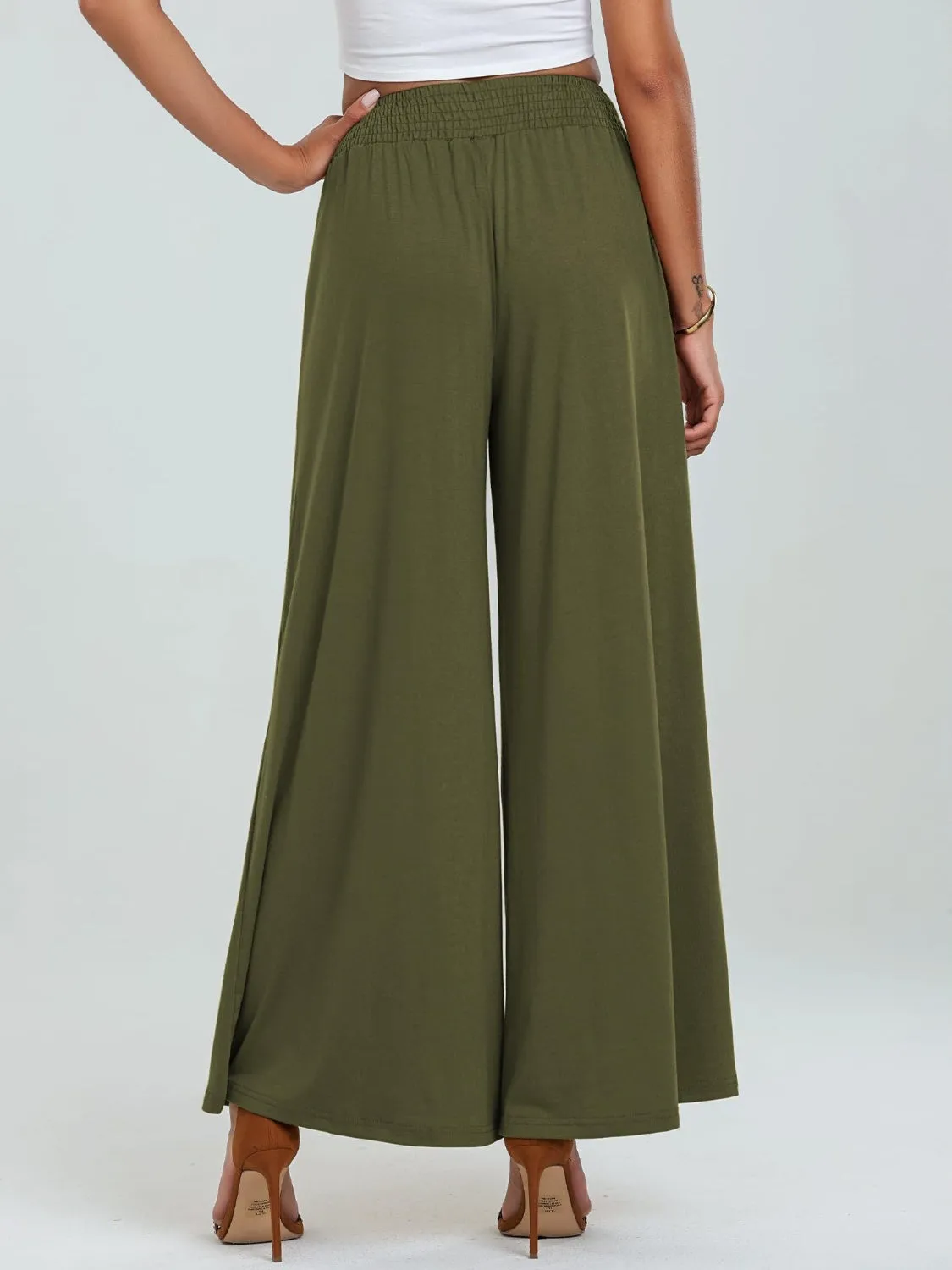 Pocketed Elastic Waist Wide Leg Pants (6 Colors)