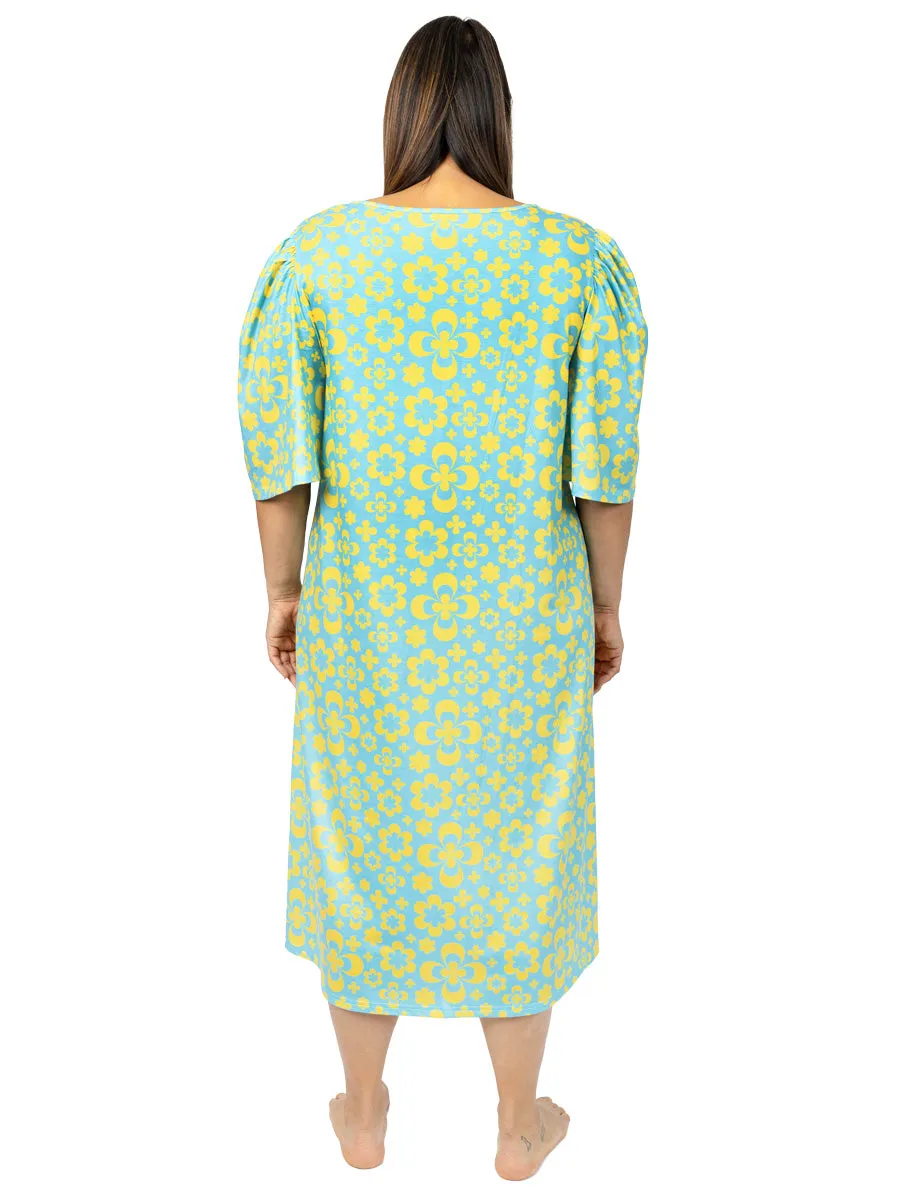 Poppy Sleep Tee - Turquoise Print