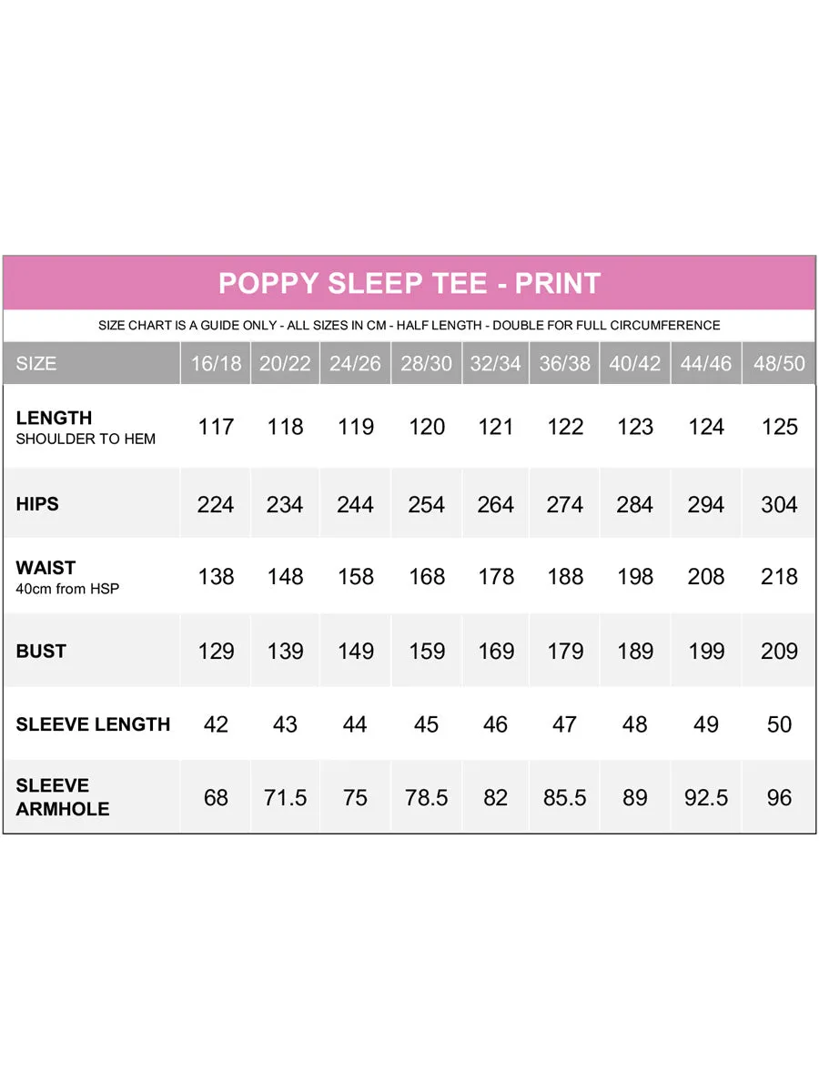 Poppy Sleep Tee - Turquoise Print