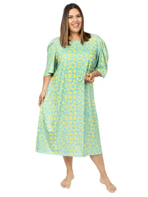 Poppy Sleep Tee - Turquoise Print