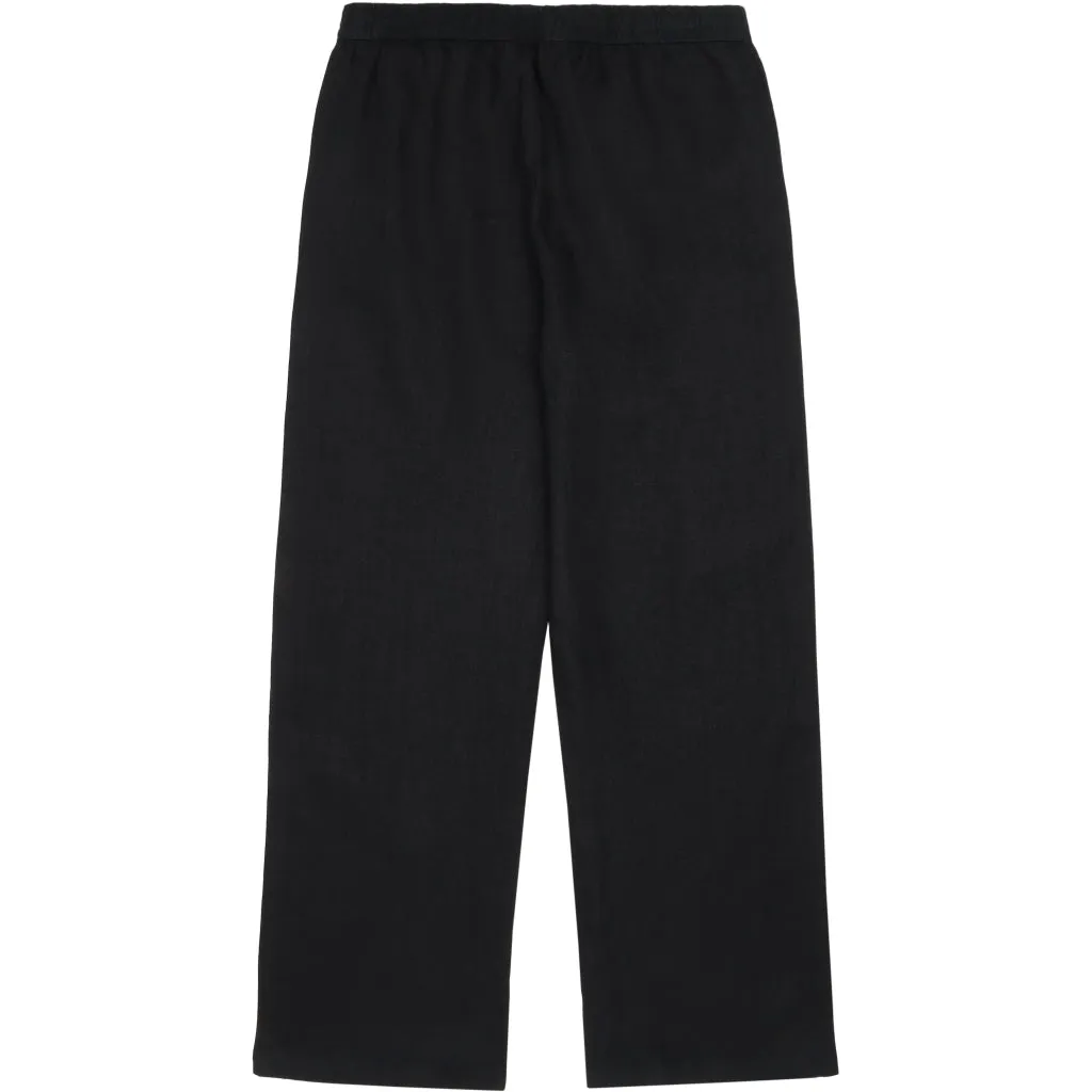 Posey wide mid-rise linen pants in black