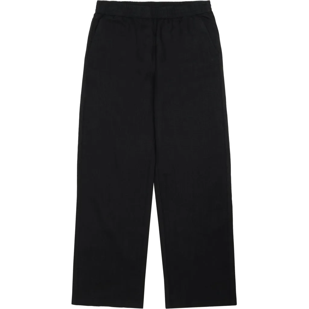 Posey wide mid-rise linen pants in black