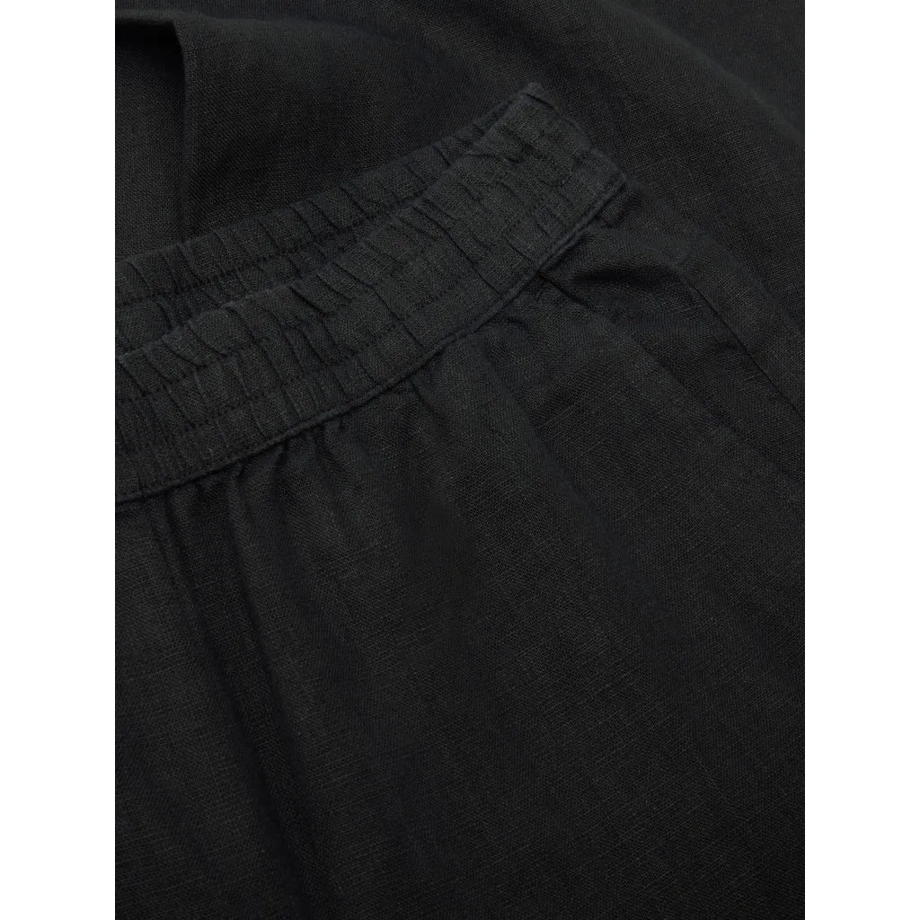 Posey wide mid-rise linen pants in black