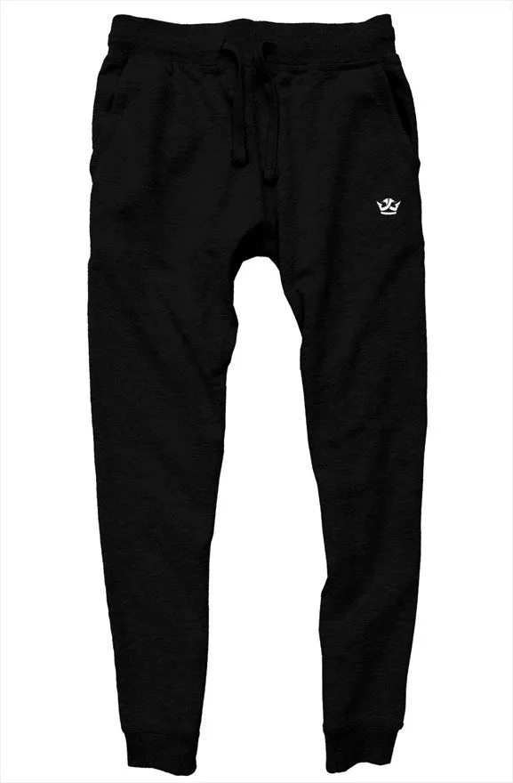 Premium Joggers-Black/White Crown