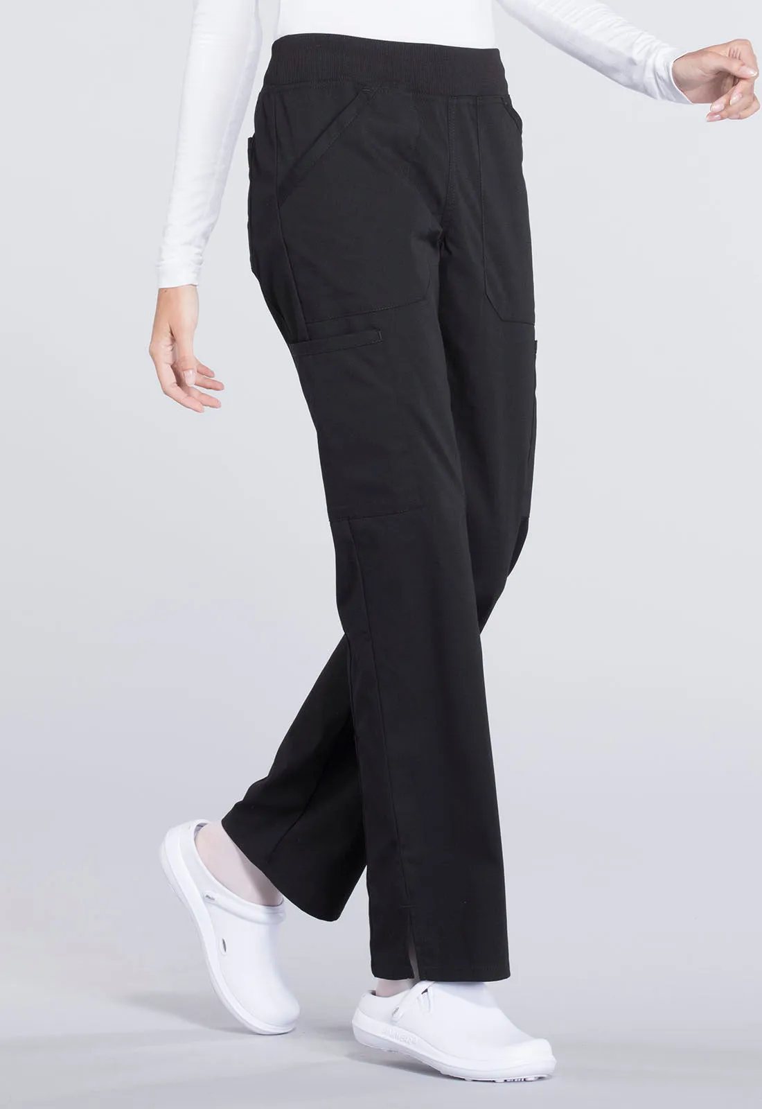 Professionals WW170 Mid Rise Straight Leg Pull-on Cargo Pants Black