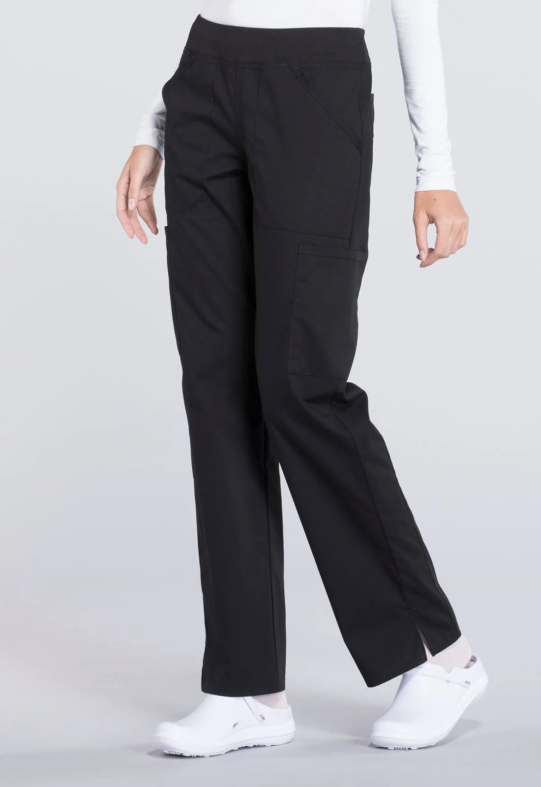 Professionals WW170 Mid Rise Straight Leg Pull-on Cargo Pants Black