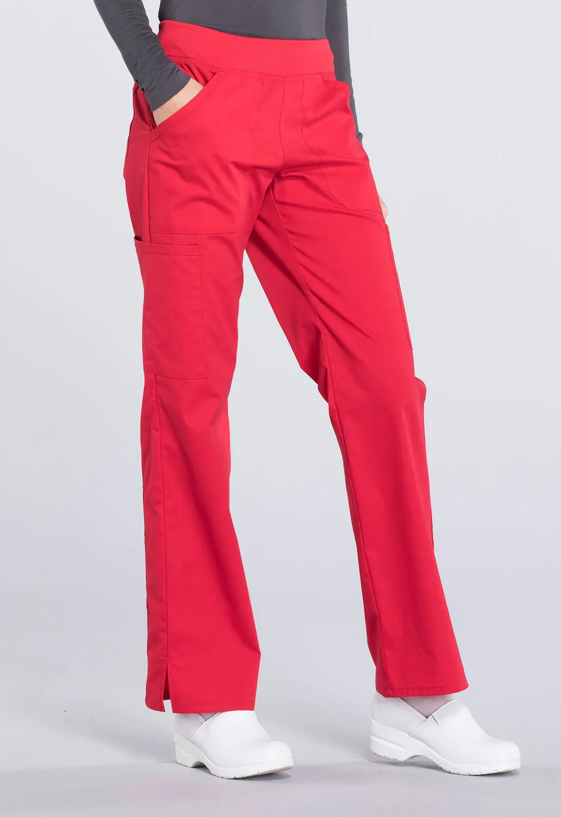 Professionals WW170 Mid Rise Straight Leg Pull-on Cargo Pants Red