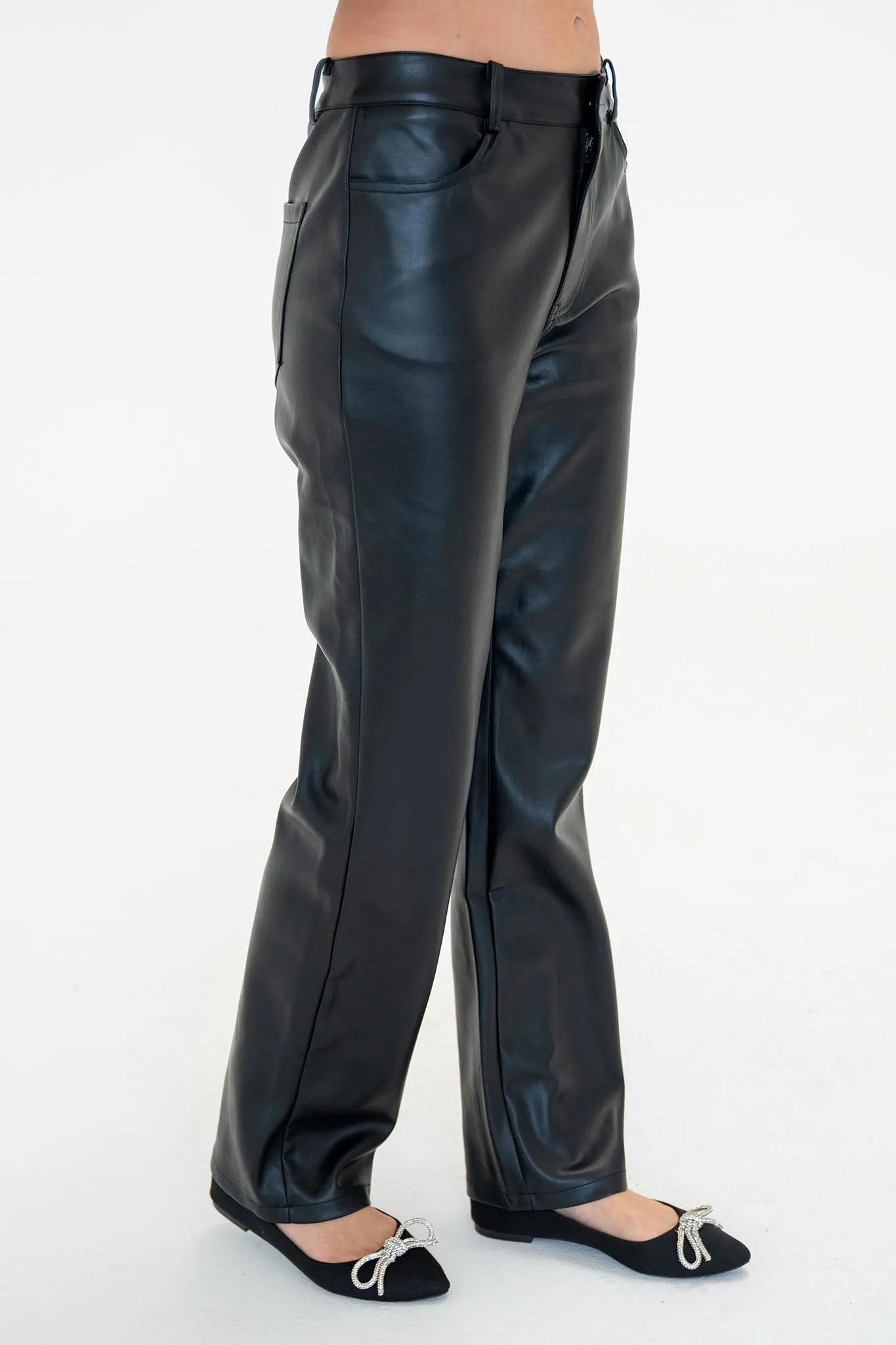 Raywood Straight Leg Vegan Leather Pants