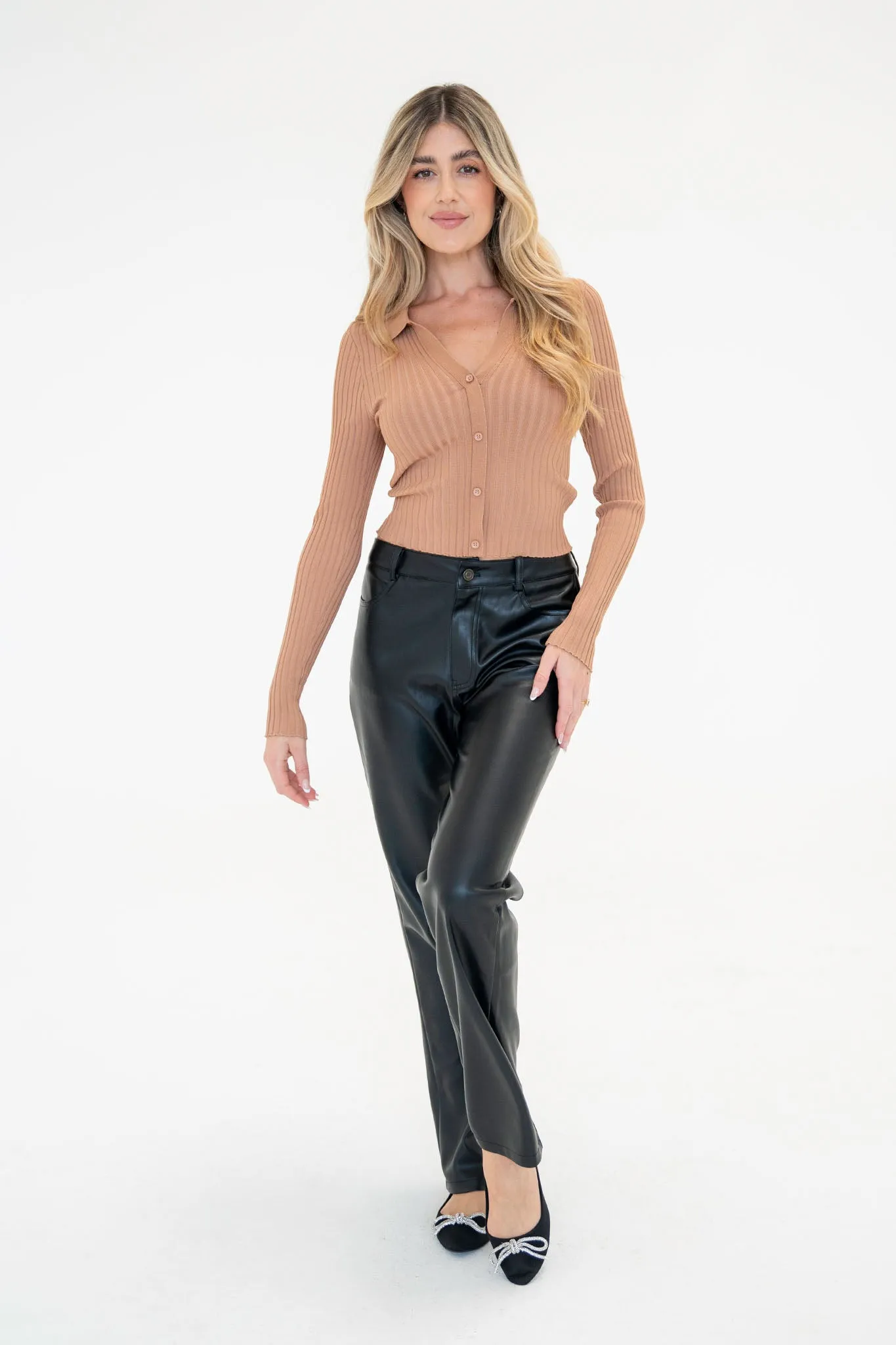 Raywood Straight Leg Vegan Leather Pants