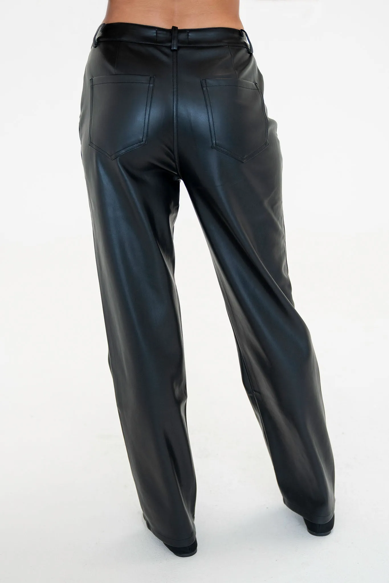 Raywood Straight Leg Vegan Leather Pants