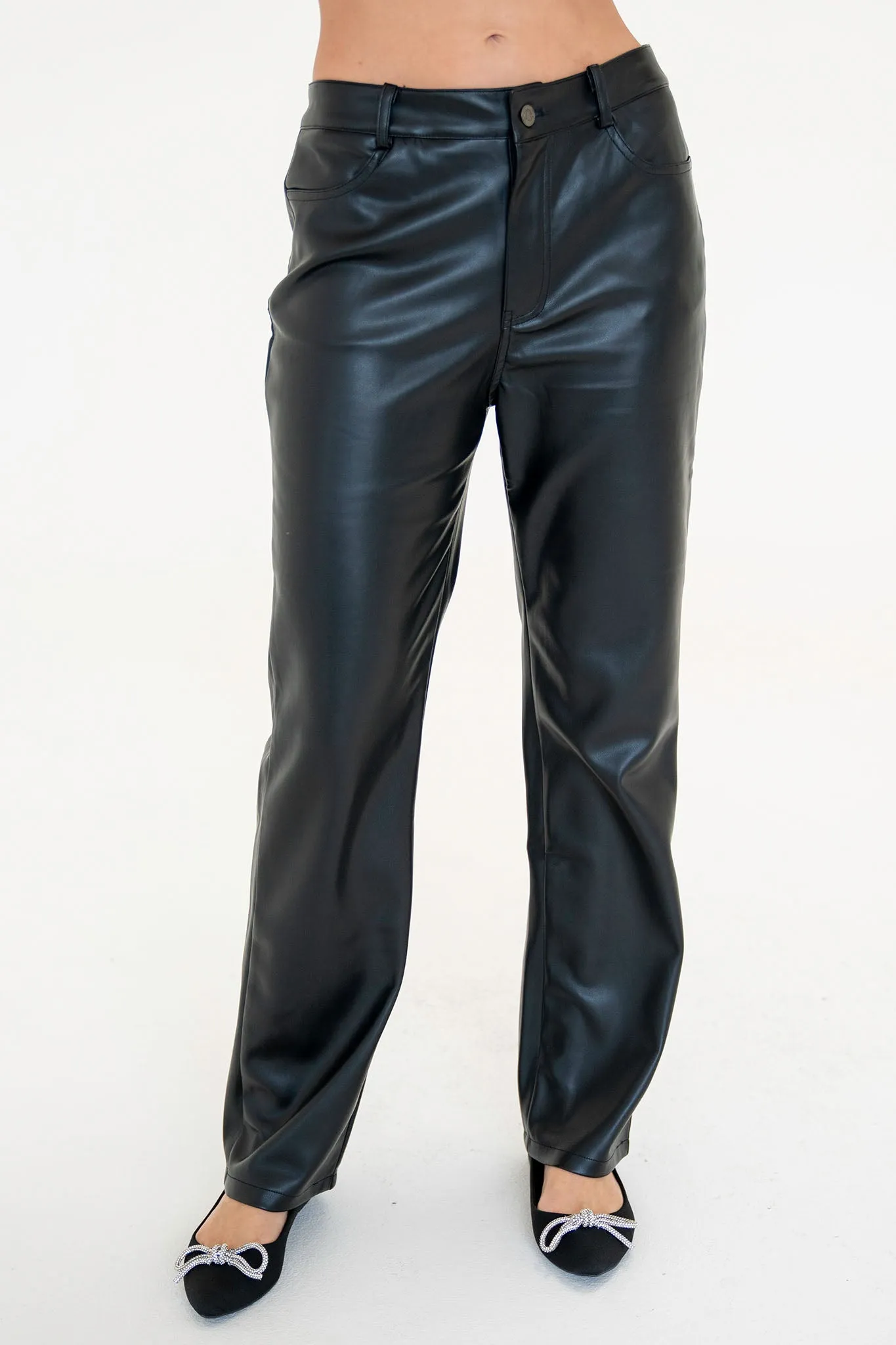 Raywood Straight Leg Vegan Leather Pants