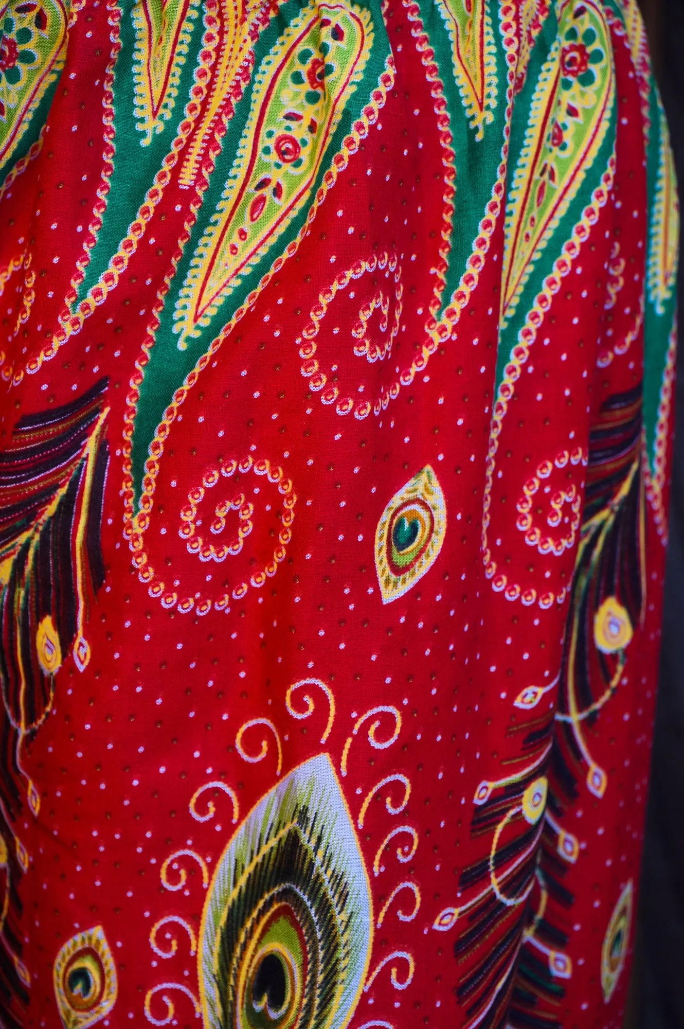 Red and Orange Peacock Pants