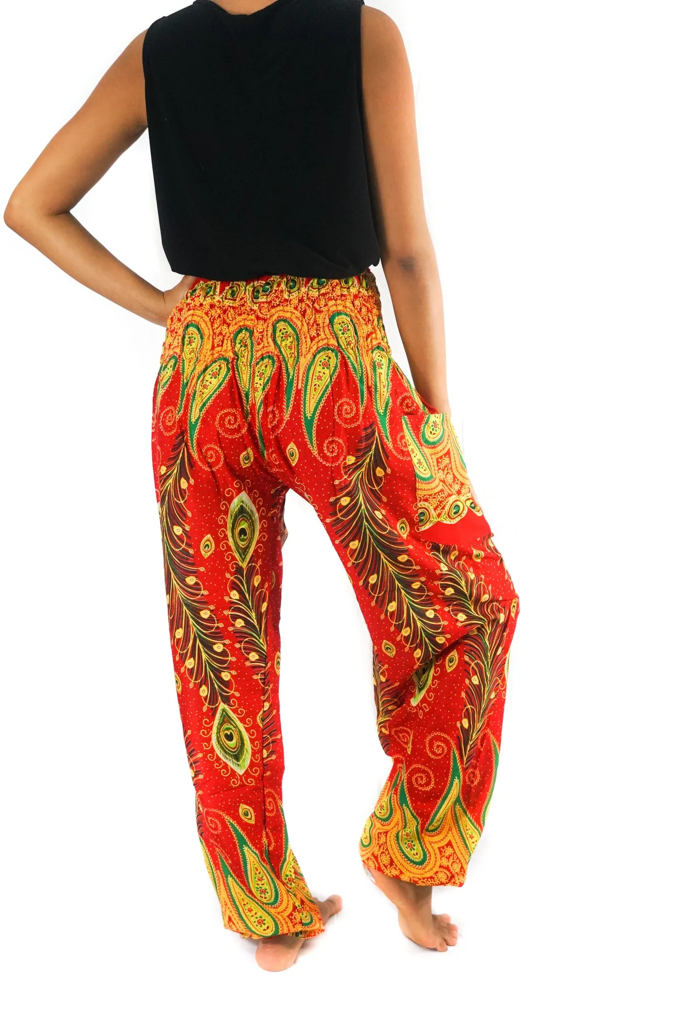 Red and Orange Peacock Pants