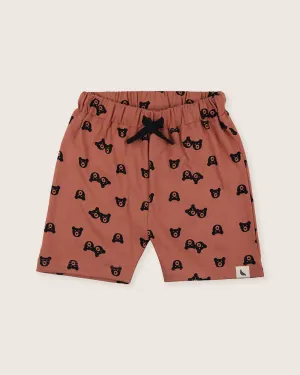 Red Bear Print Shorts